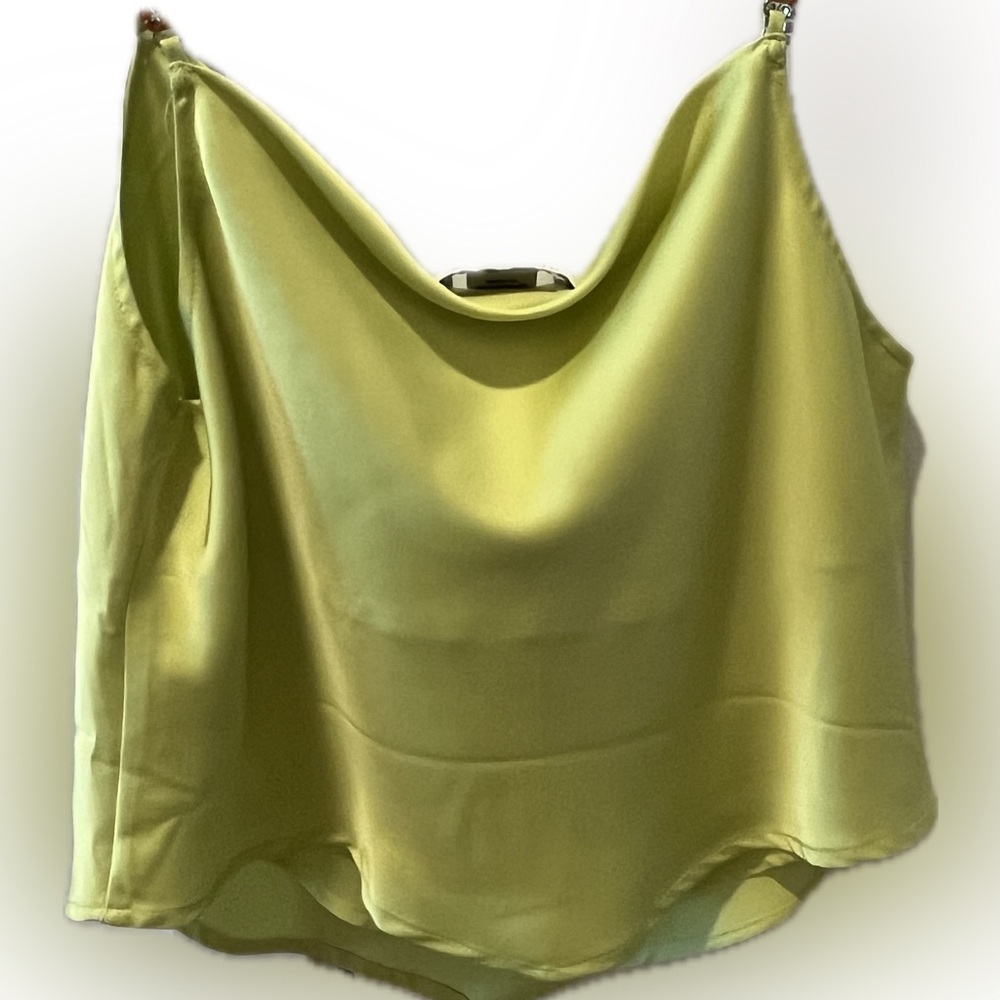 Rachel Zoe Cropped Lime Camisole with Rhinestone Chain Straps